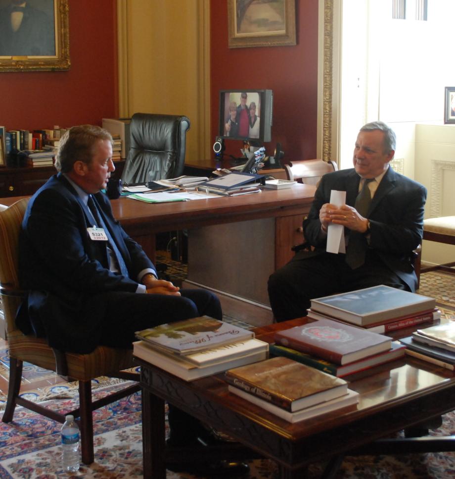 Durbin met with Terry Duffy, Executive Chairman of the Chicago Mercantile Exchange, to discuss economic issues.